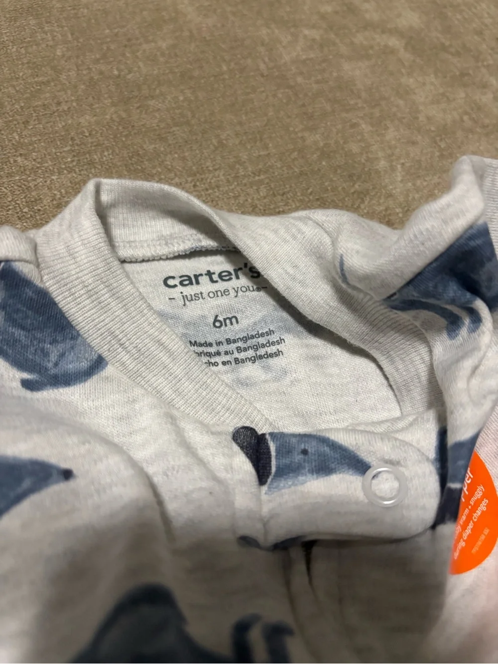 Carter's Gray Footed One-Piece with Blue Puppy Print